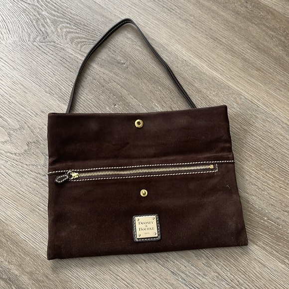 Dooney & Bourke Brown Suede fold over clutch - Picture 4 of 10